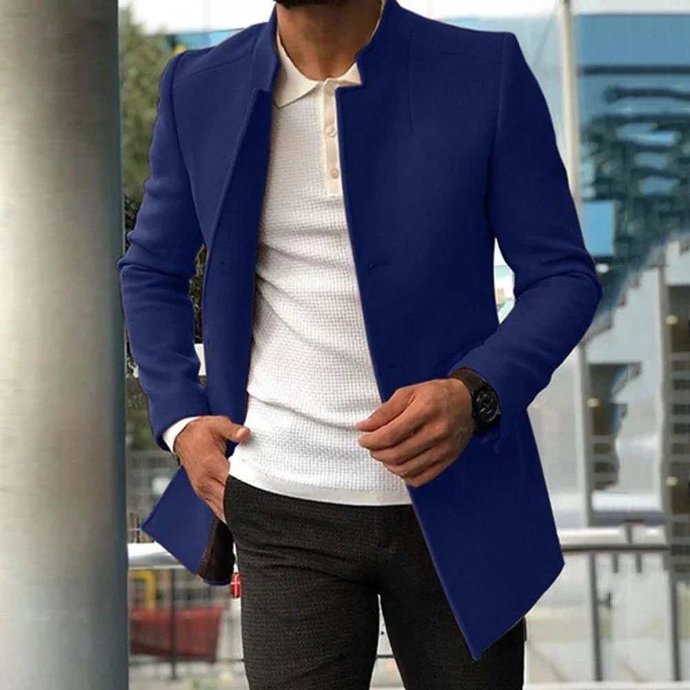 Men'S Slim Coat Fashion Single-Breasted Solid Color Business Jackets Fall And Winter Tops Outwear Clothing  Pre2brand