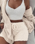 Women's 3-Piece Crop Top & Shorts Pajama Set
