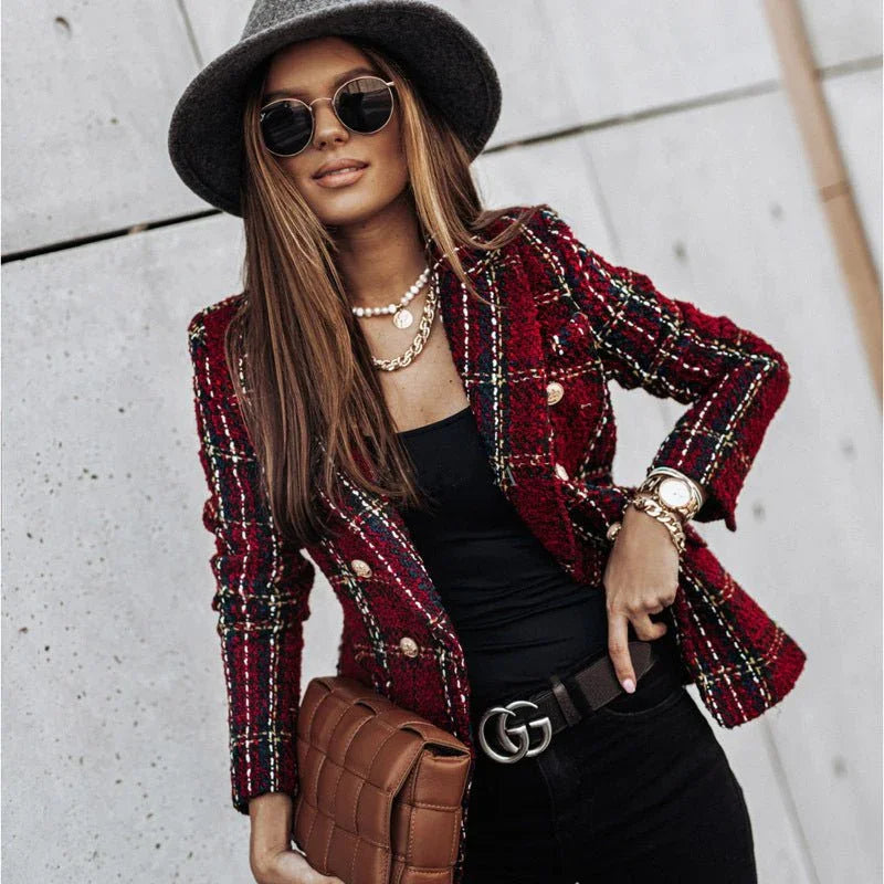 Women's Slim Fit Plaid Blazer  Pre2brand