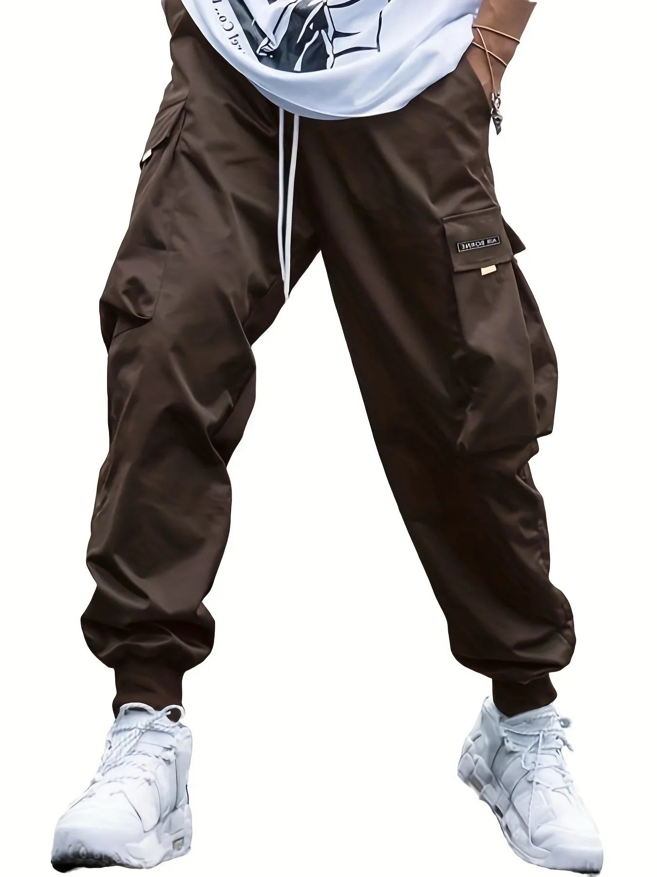 Men’S Multi-Pocket Cargo Pants – Drawstring Streetwear Trousers  Pre2brand