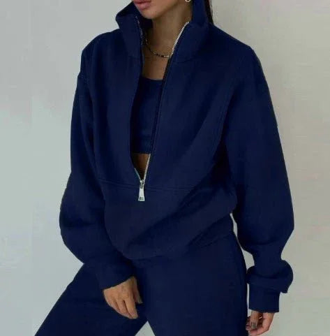 Women'S Fashion Fleece Solid Color Sports Casual Suit  Pre2brand