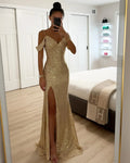 Women'S Casual European And American Sequined Suspender Split Dress  Pre2brand