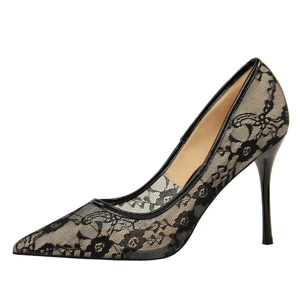 Pointed Toe Mesh Hollow Lace Shoes  Pre2brand