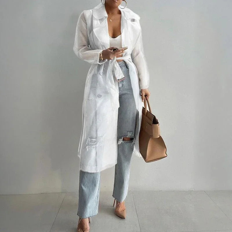 Women's Sheer Cardigan With Belt  Pre2brand