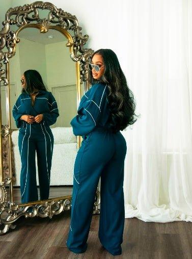 Women's Zip-Up Jacket & Wide-Leg Pants Set  Pre2brand