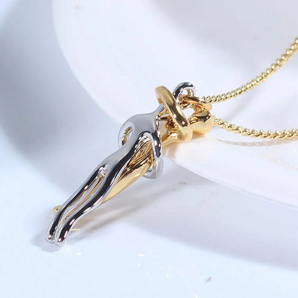Unisex Love Hug Couple Clavicle Chain Necklace  Pre2brand