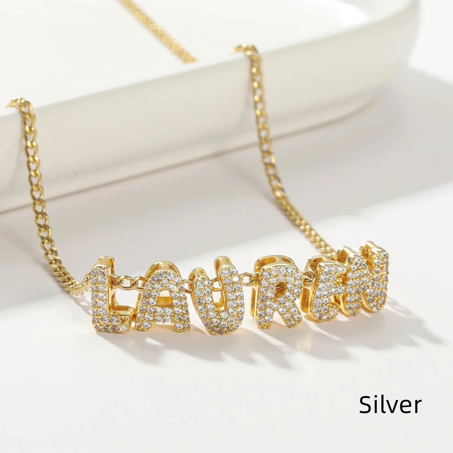 Women's 3D Crystal Bubble Name Pendant Necklace  Pre2brand