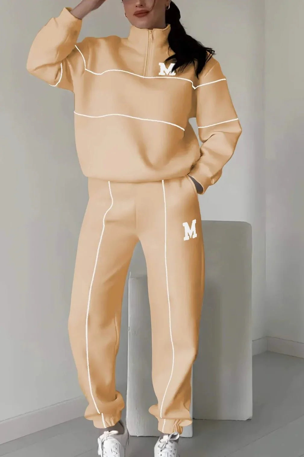 Womens 2 Piece Outfits Lounge Hoodless Pullover Sweatshirt Sweatsuit Sets Sweatshirt Baggy Fashion Sweatpants With Pockets  Pre2brand