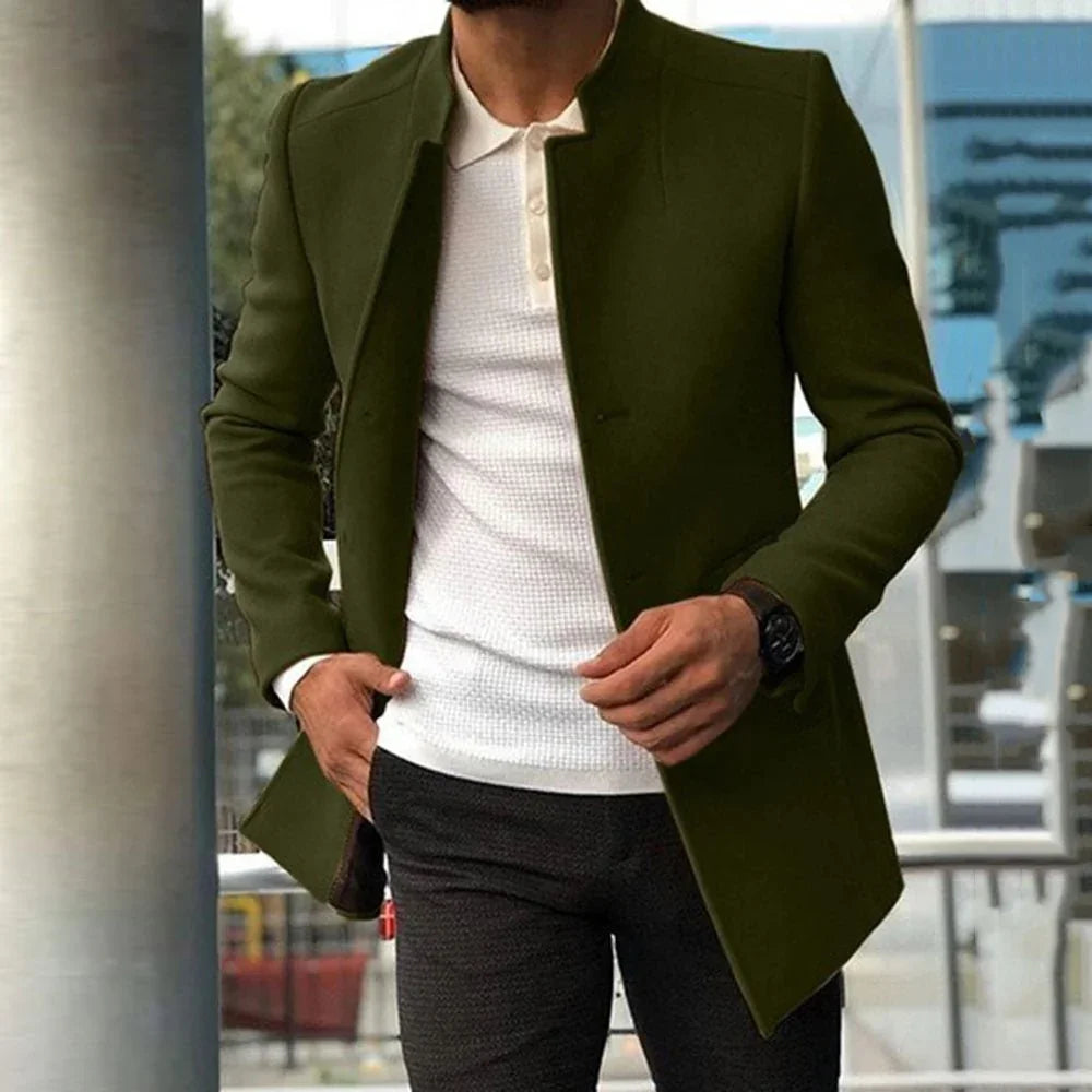 Men'S Slim Coat Fashion Single-Breasted Solid Color Business Jackets Fall And Winter Tops Outwear Clothing  Pre2brand