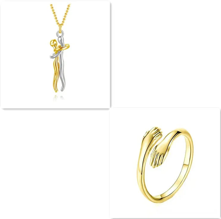 Unisex Love Hug Couple Clavicle Chain Necklace  Pre2brand