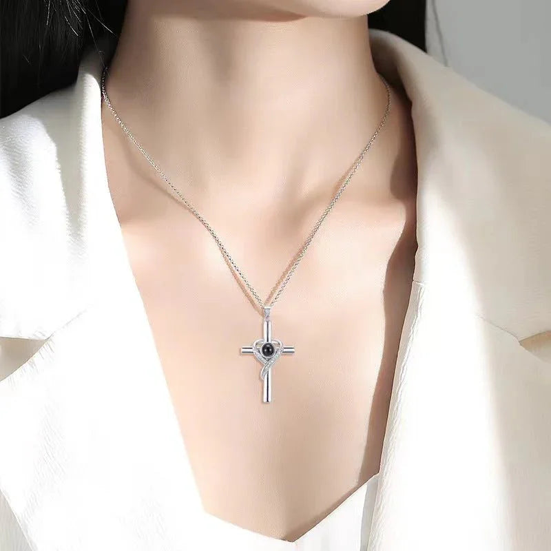 Women's 'I Love You' Projection Cross Pendant Necklace  Pre2brand