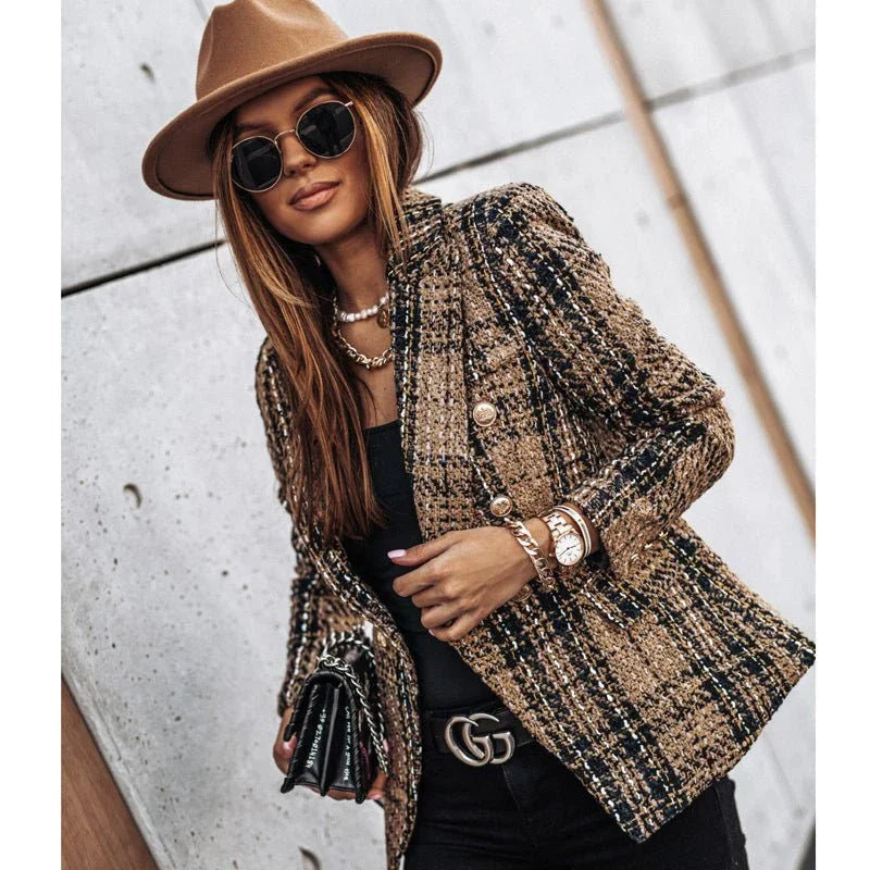 Women's Slim Fit Plaid Blazer  Pre2brand