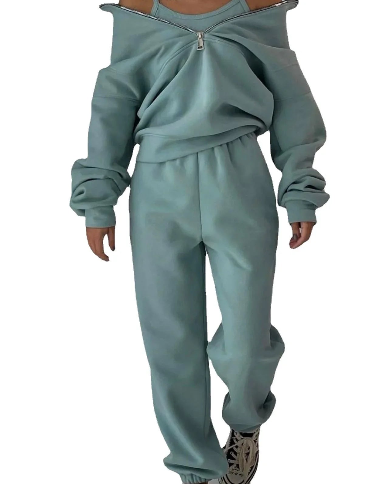 Women'S Fashion Fleece Solid Color Sports Casual Suit  Pre2brand