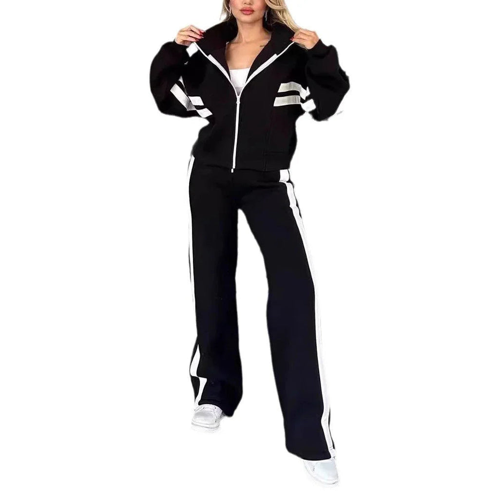 Women's Casual Zipper Coat & Trousers Set  Pre2brand