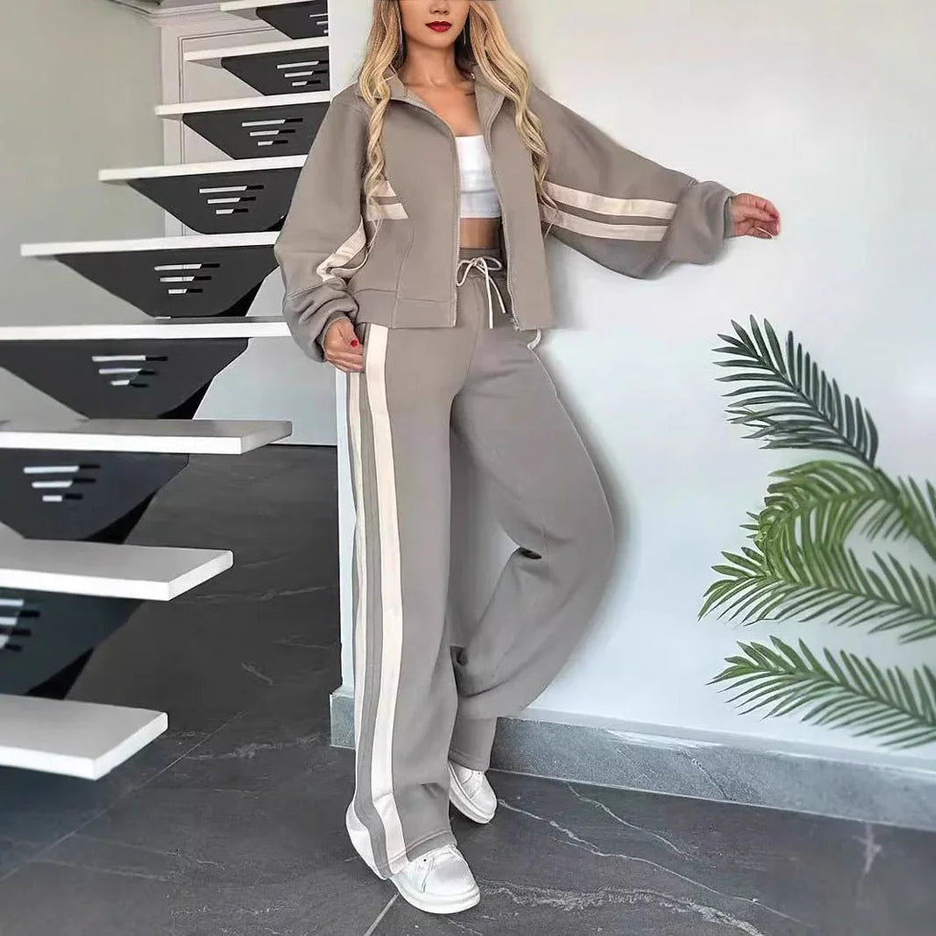 Women's Casual Zipper Coat & Trousers Set  Pre2brand