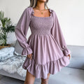 Women's Square Neck Ruffle Swing Dress  Pre2brand