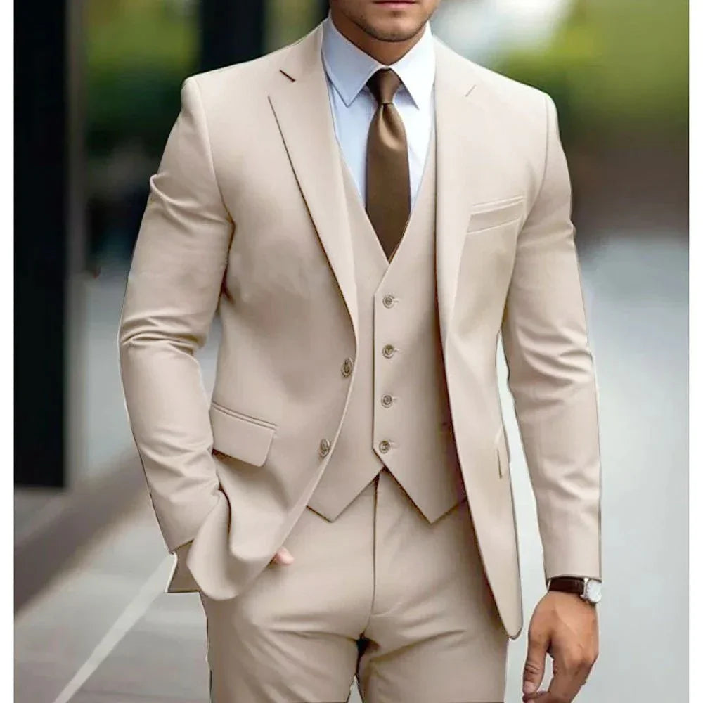 Business Casual Men'S Three-Piece Suit For Bridegroom Men'S Wedding  Pre2brand