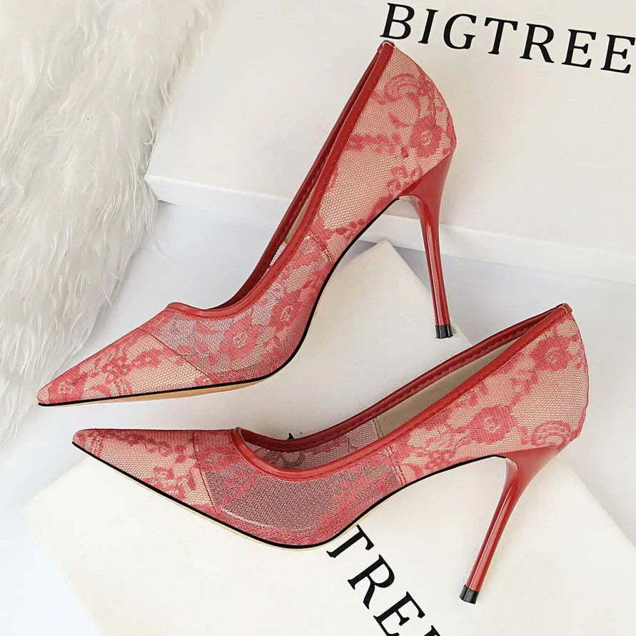 Pointed Toe Mesh Hollow Lace Shoes  Pre2brand