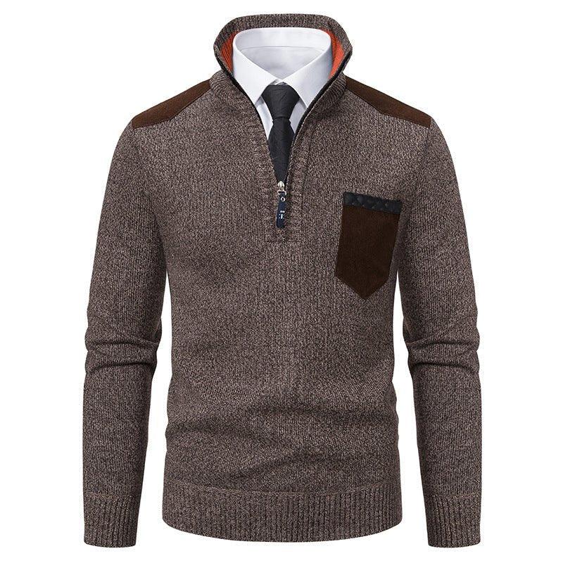 Pullover Men Sweater Thick Polo Shirts Korean Half Zipper Cold Blouse Stand Collar Autumn Winter Outerwear Luxury Cloth  Pre2brand