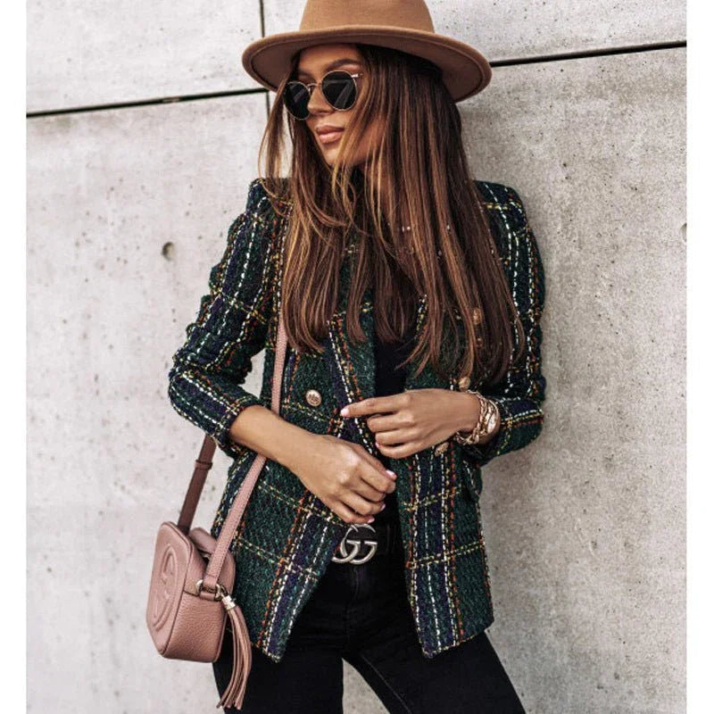 Women's Slim Fit Plaid Blazer  Pre2brand