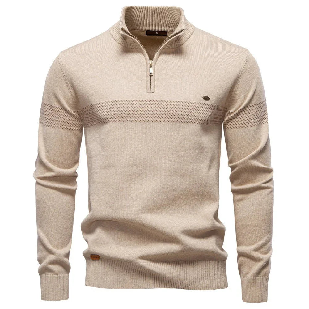 Mens Casual Half-Collar Zip-Up Sweater Top  Pre2brand