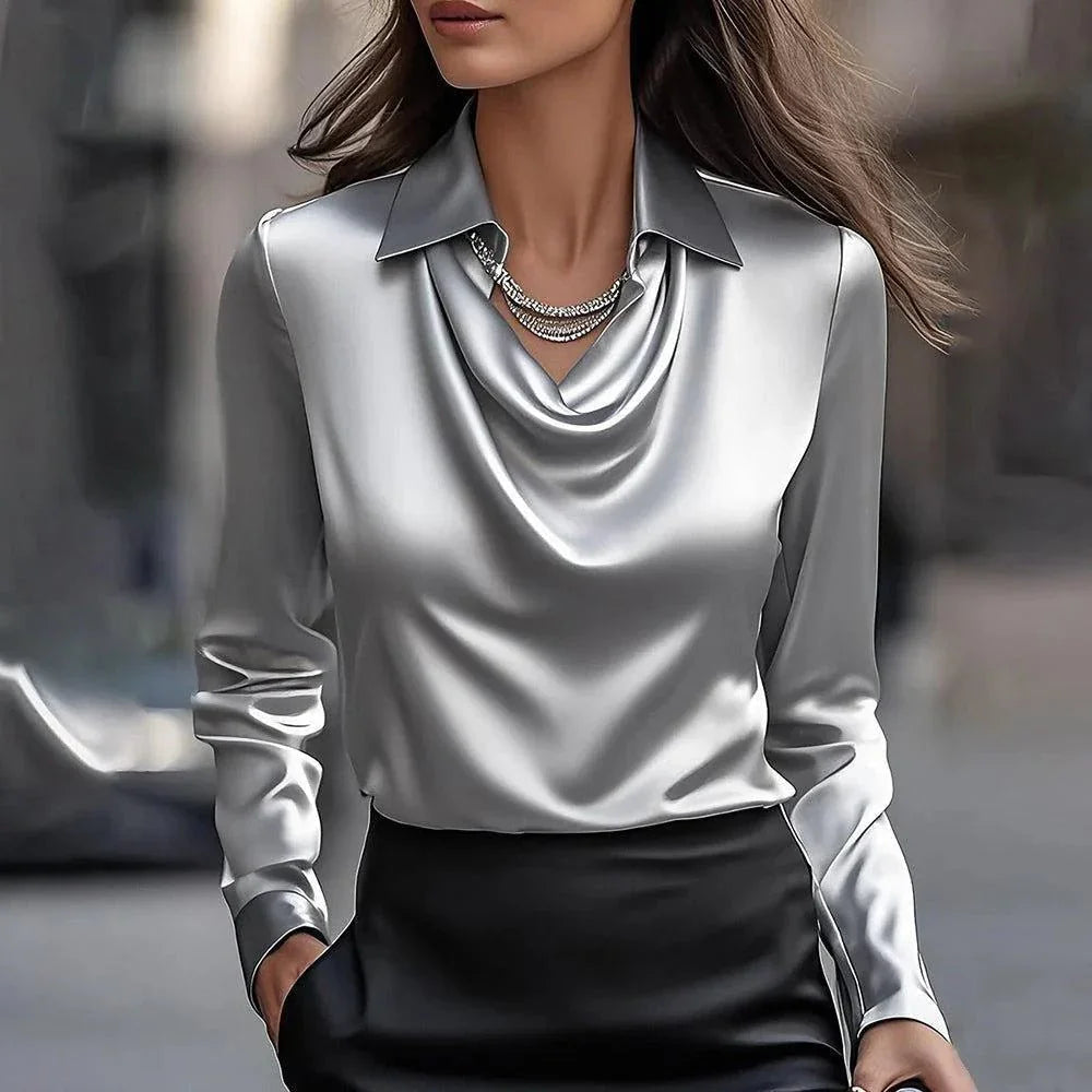 Women's Solid Color Collared Blouse  Pre2brand