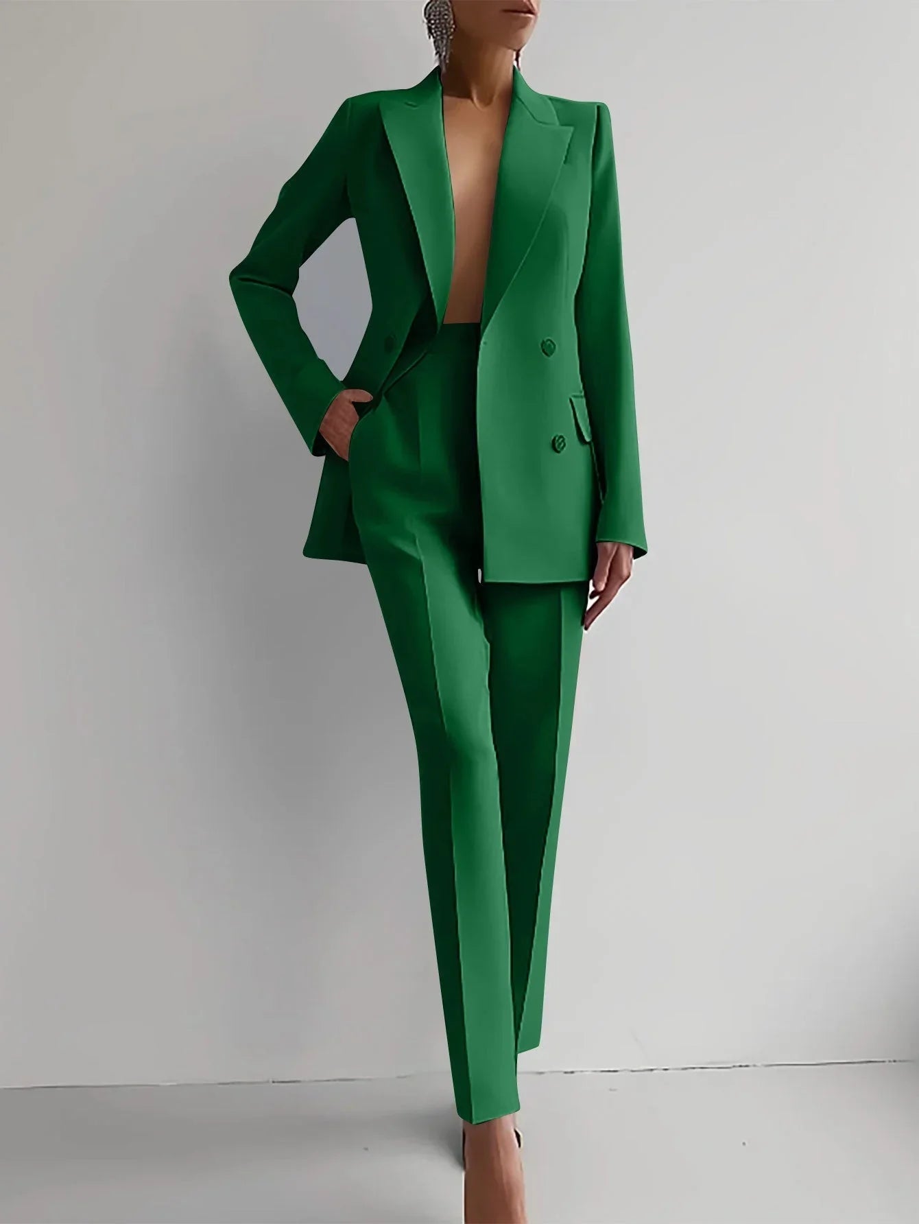 Single-Breasted Jacket Top And Slim Fit Trousers Wome Suits  Pre2brand