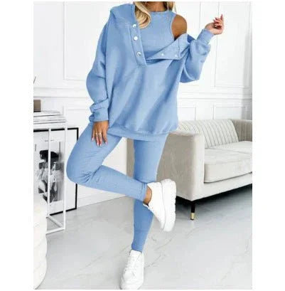 Women'S Solid Color Vest Hoodie And Pants Set  Pre2brand