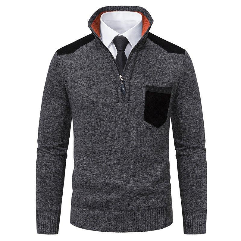 Pullover Men Sweater Thick Polo Shirts Korean Half Zipper Cold Blouse Stand Collar Autumn Winter Outerwear Luxury Cloth  Pre2brand