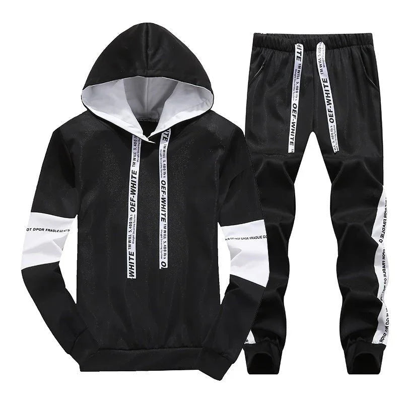 Hooded Stripe Letter Sports Suit  Pre2brand