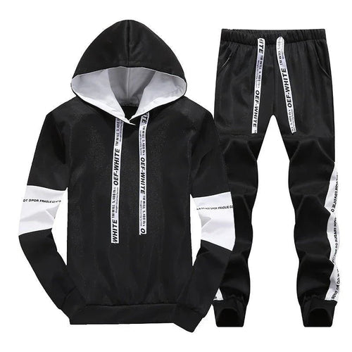 Hooded Stripe Letter Sports Suit  Pre2brand