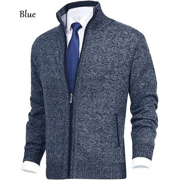 Men'S Solid Color Stand Collar Cardigan Sweaters Coat  Pre2brand