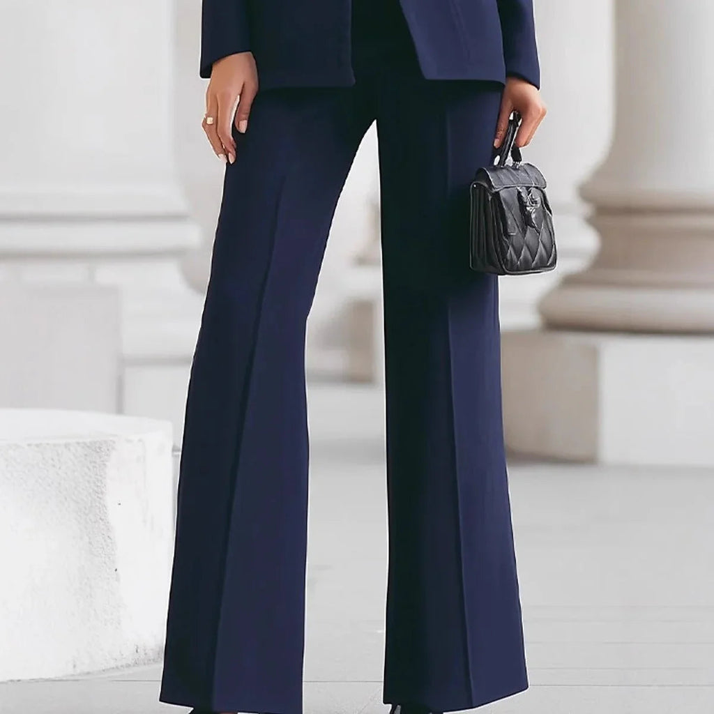 Long Sleeve Solid Color Pocket One Button Small Suit Two-Piece Pants  Pre2brand