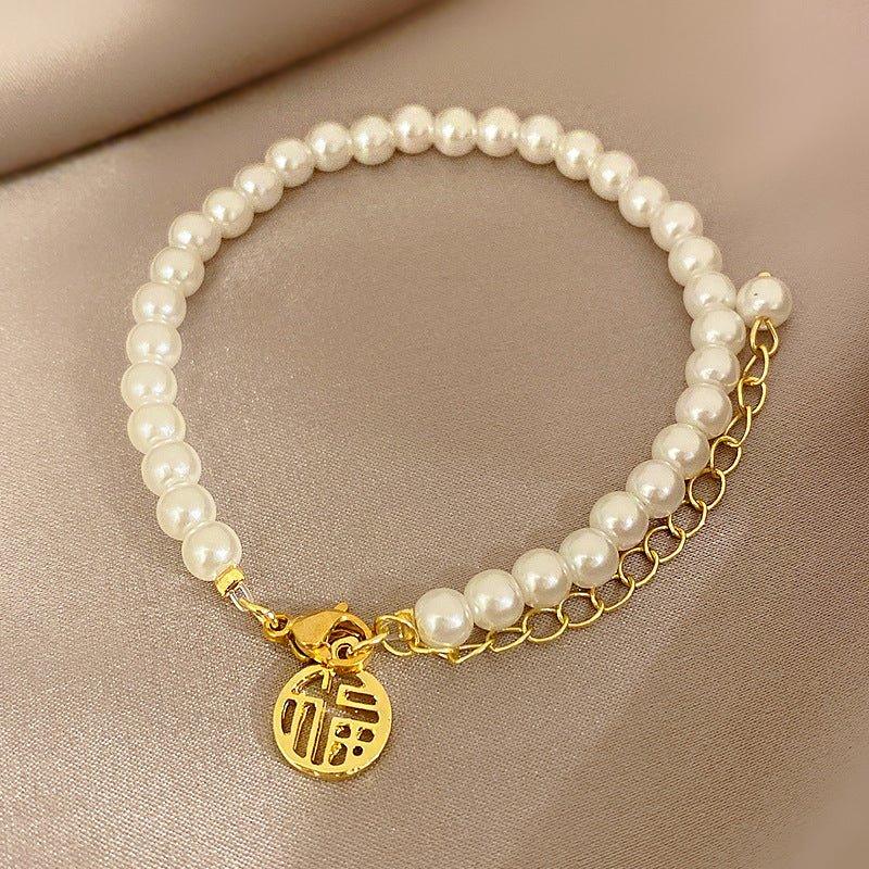 Women's Luxury Pearl & Gold Charm Bracelet  Pre2brand