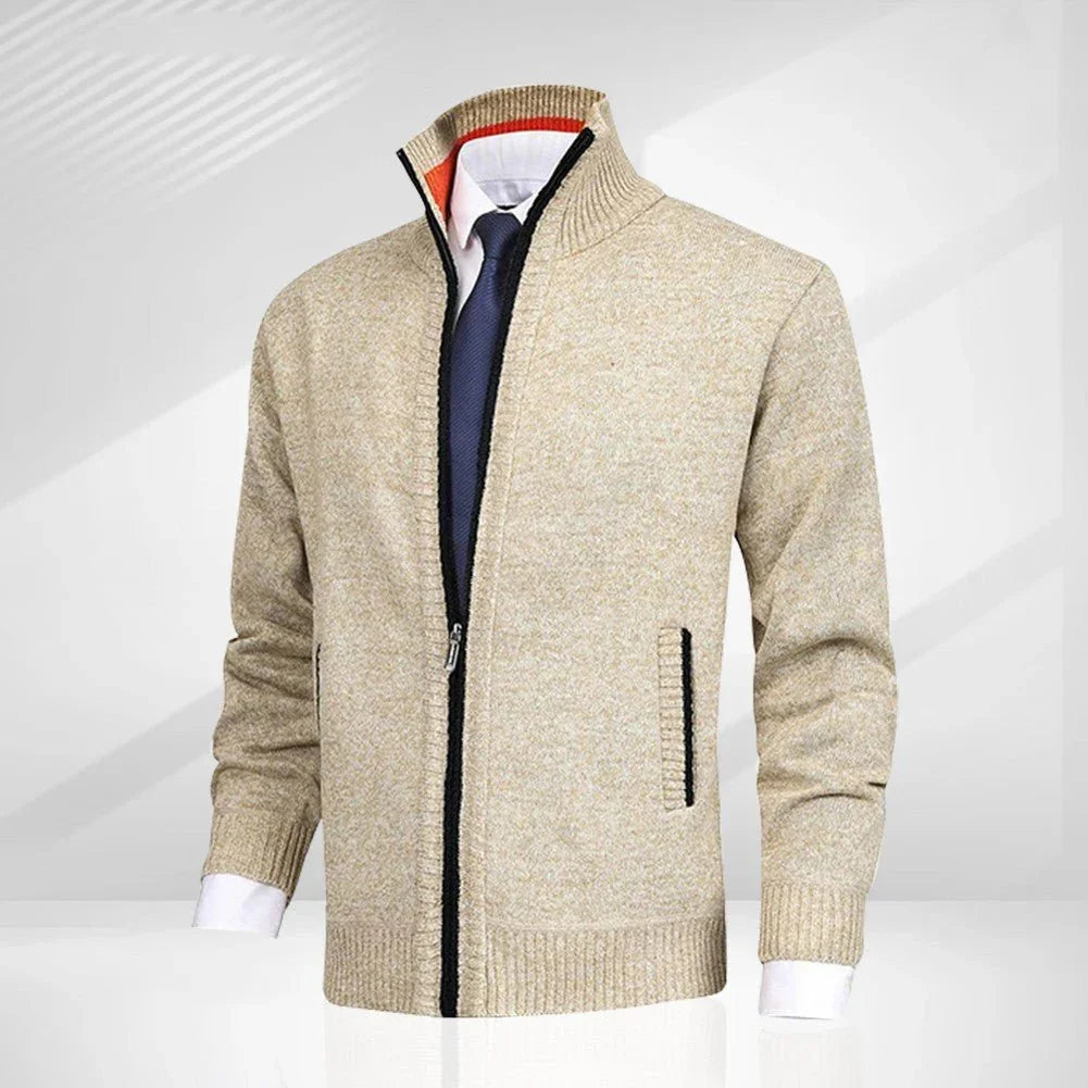 Men'S Solid Color Stand Collar Cardigan Sweaters Coat  Pre2brand