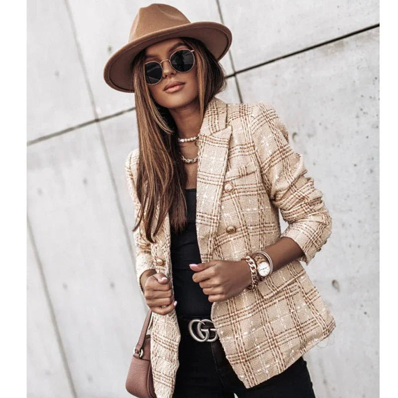 Women's Slim Fit Plaid Blazer  Pre2brand