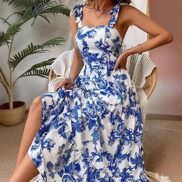 Women's Sleeveless Lace Print Midi Dress  Pre2brand