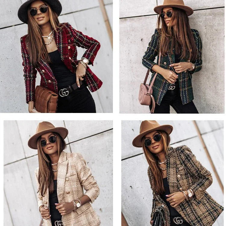 Women's Slim Fit Plaid Blazer  Pre2brand