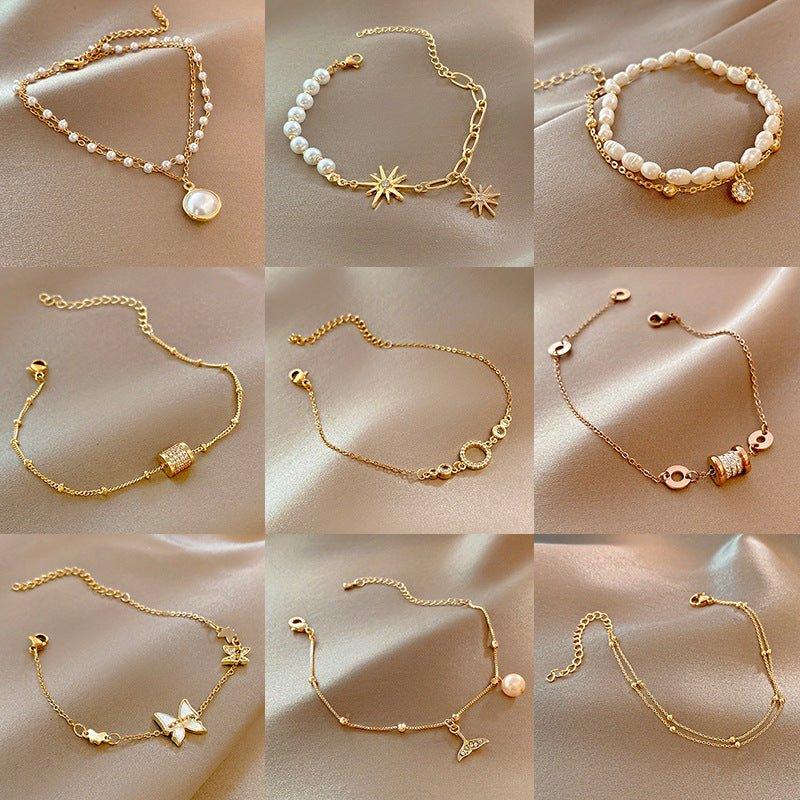 Women's Luxury Pearl & Gold Charm Bracelet  Pre2brand