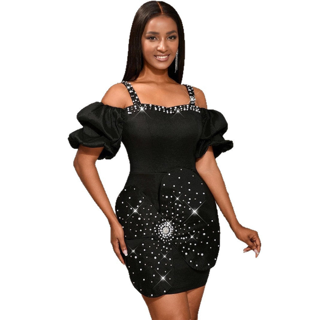 European And American Sexy Sling Puff Sleeve Dress  Pre2brand
