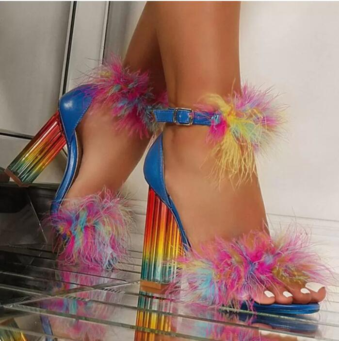 Women's Rainbow Crystal Stiletto Sandals  Pre2brand