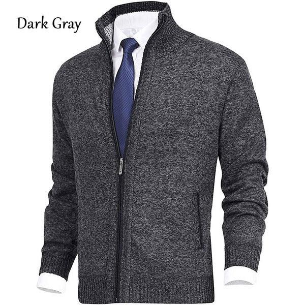 Men'S Solid Color Stand Collar Cardigan Sweaters Coat  Pre2brand