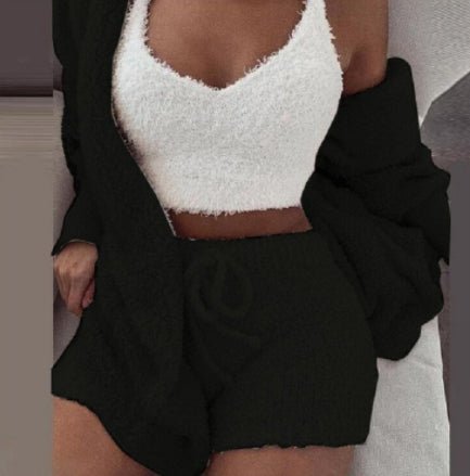 Women's 3-Piece Crop Top & Shorts Pajama Set