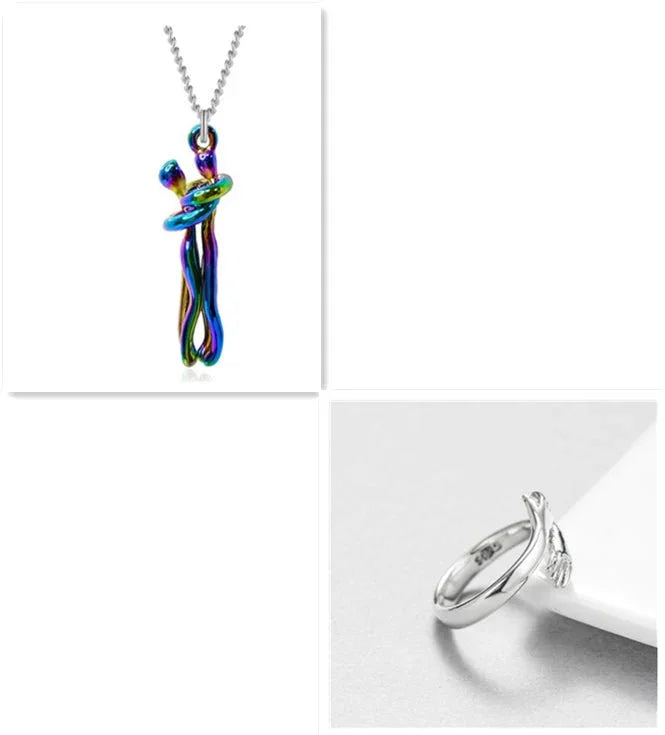 Unisex Love Hug Couple Clavicle Chain Necklace  Pre2brand