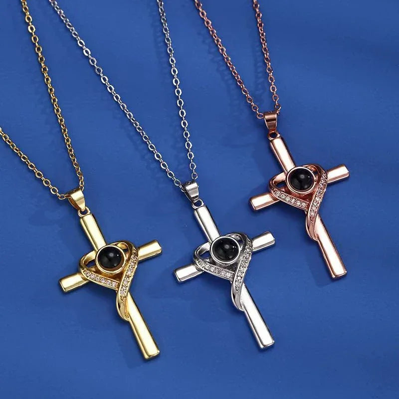 Women's 'I Love You' Projection Cross Pendant Necklace  Pre2brand
