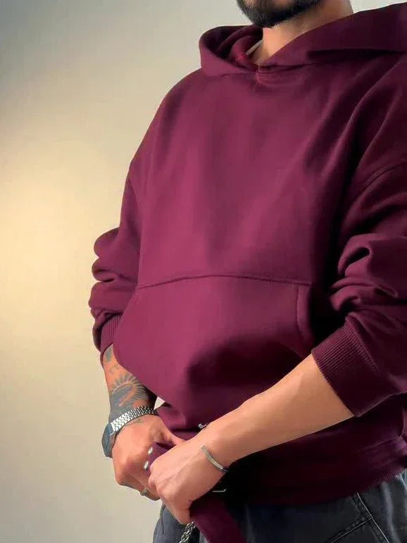 Burgundy Oversized Hoodie With Side Belt  Pre2brand