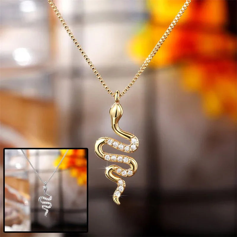 Women's Zirconia Snake Pendant Necklace  Pre2brand
