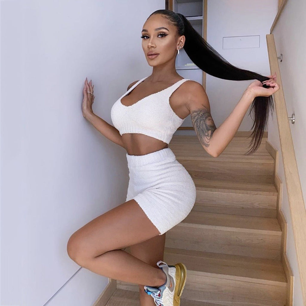 Women's 3-Piece Crop Top & Shorts Pajama Set