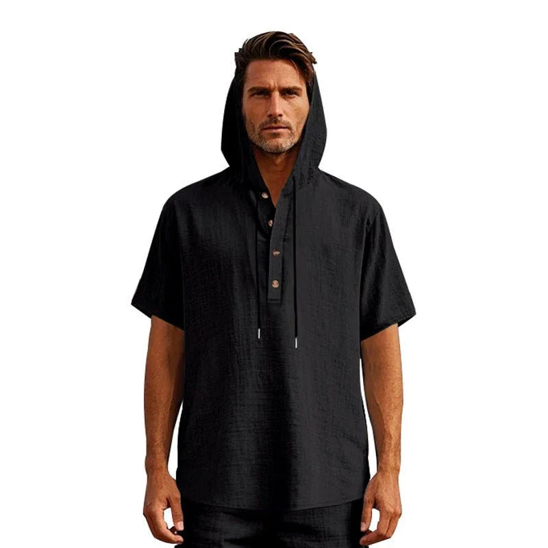European And American Linen Short-Sleeved Men'S T-Shirt Simple  Pre2brand