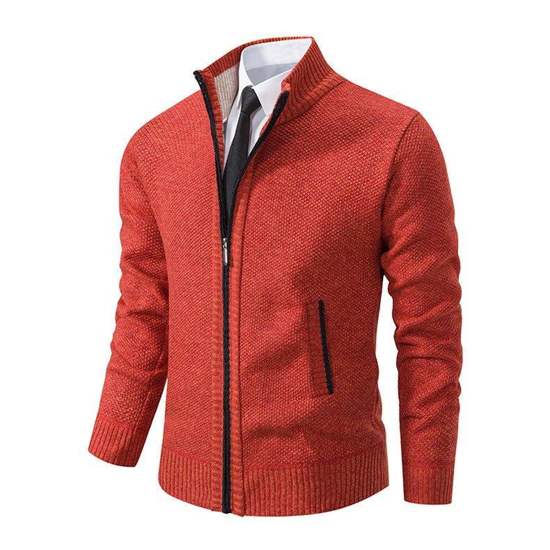Men'S Solid Color Stand Collar Cardigan Sweaters Coat  Pre2brand